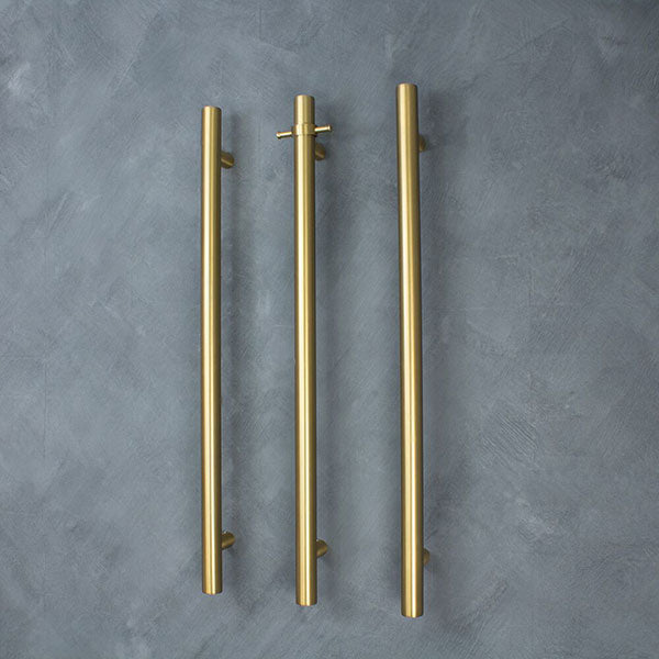 Radiant Vertical Round Single Bar Heated - Brushed Gold - The Blue Space