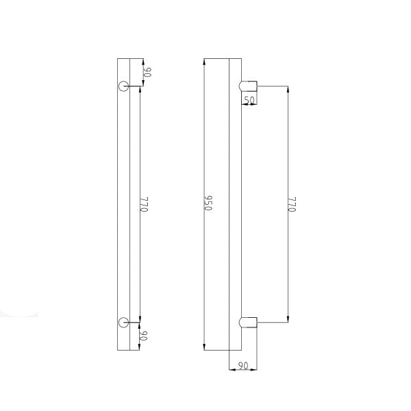 Radiant Vertical Round Single Bar Heated - Matte Black