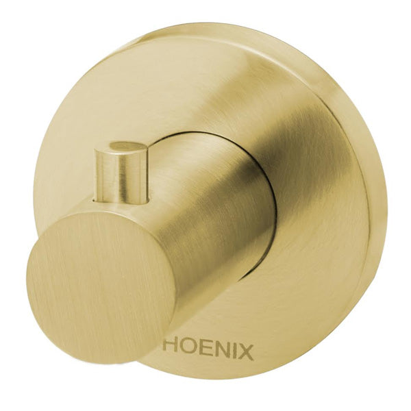 Phoenix Radii Robe Hook Round Plate Brushed Gold - The Blue Space