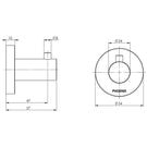 Phoenix Radii Robe Hook Round Plate Technical Drawing - The Blue Space