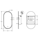 Remer Capsule 450mm LED Shaving Cabinet Technical Drawing - The Blue Space