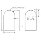 Remer Modern Arch 500mm Mirror Matte Black Frame Technical Drawing - The Blue Space