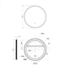 Remer Sphere 600mm LED Mirror Standard Technical Drawing - The Blue Space