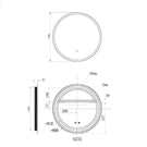 Remer Sphere 600mm Standard LED Mirror Technical Drawing - The Blue Space