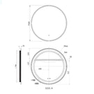 Remer Sphere 800mm LED Mirror Standard Technical Drawing - The Blue Space