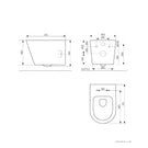 Seima Modia Wall Hung Toilet Suite with In-Wall Cistern and Slim Seat Technical Drawing - The Blue Space
