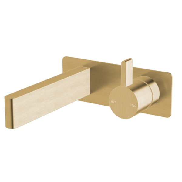 Sussex Calibre Wall Bath Mixer Outlet System 150mm Living Brushed Brass- The Blue Space
