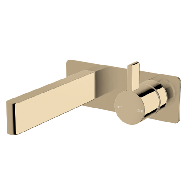Sussex Calibre Wall Bath Mixer Outlet System 150mm Living Polished Brass - The Blue Space