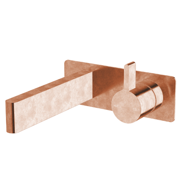 Sussex Calibre Wall Bath Mixer Outlet System 150mm Living Tumbled Copper - The Blue Space