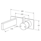 Sussex Calibre Wall Bath Mixer Outlet System 150mm Technical Drawing - The Blue Space