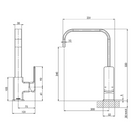 Phoenix Teva Sink Mixer 200mm Squareline Technical Drawing - The Blue Space
