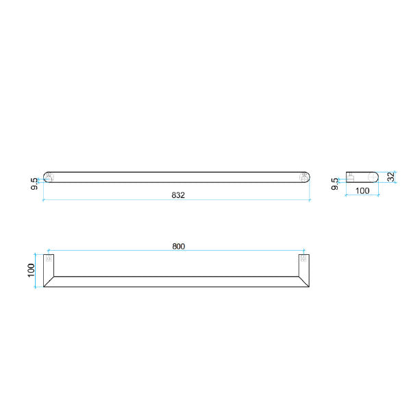 Thermogroup 12V Single Heated Towel Rail - Matte Black