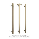 Thermogroup 12V Straight Round Vertical Single Bar Heated Towel Rail Brushed Brass - The Blue Space