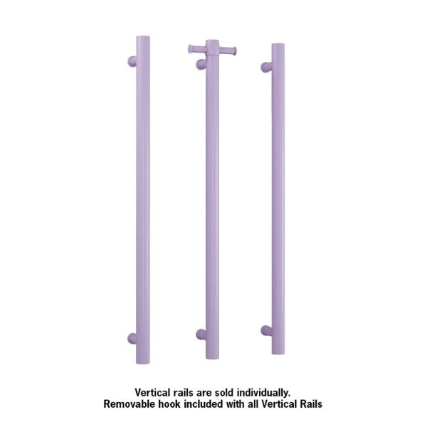Thermogroup 12V Vertical Single Bar Heated Towel Rail Lilac Satin