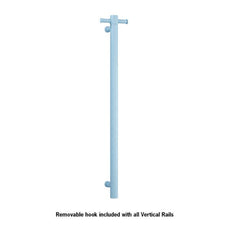 Thermogroup 12V Vertical Single Bar Round Heated Towel Rail Horizon Blue - The Blue Space