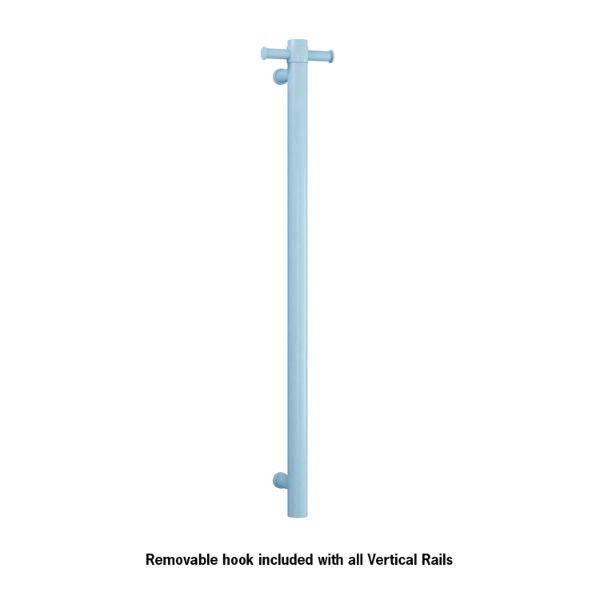 Thermogroup 12V Vertical Single Bar Round Heated Towel Rail Horizon Blue - The Blue Space