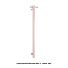 Thermogroup 12V Vertical Single Bar Round Heated Towel Rail Dusty Pink - The Blue Phase