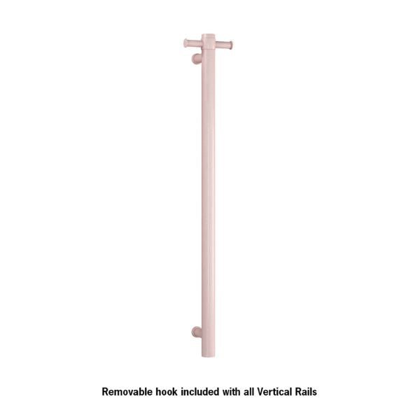 Thermogroup 12V Vertical Single Bar Round Heated Towel Rail Dusty Pink - The Blue Phase