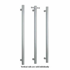 Thermogroup 12V Round Vertical Single Bar Narrow/Small Heated Towel Rail Brushed Stainless Steel
