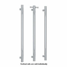 Thermogroup 12V Round Vertical Single Narrow/Small Heated Towel Rail Stainless Steel Chrome