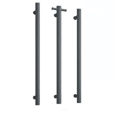 Thermogroup 12V Straight Round Vertical Single Bar Narrow/Small Heated Towel Rail Gunmetal
