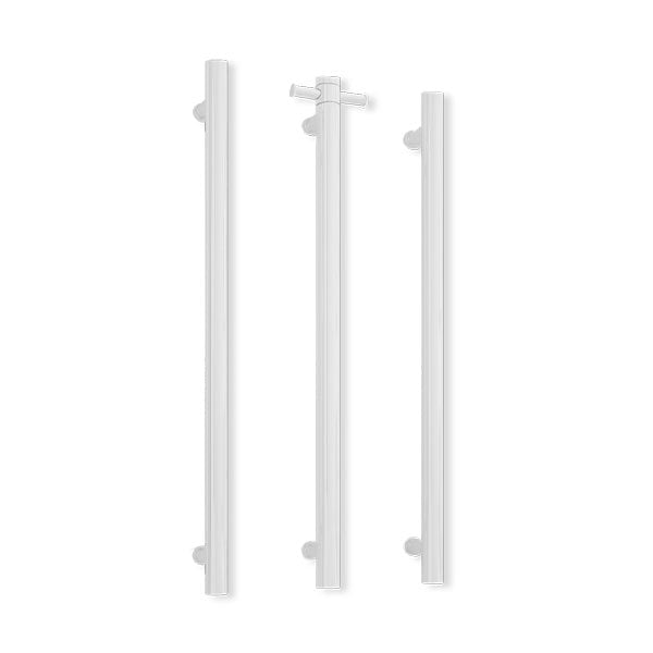 Thermogroup 12V Straight Round Vertical Single Narrow/Small Heated Towel Rail Satin White