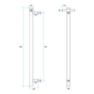 Technical Drawing; Thermogroup 240V Vertical Single Bar Heated Towel Rail