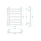 Technical Drawing; Thermogroup 7 Bar 600mm Heated Towel Ladder