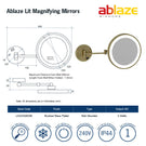 Thermogroup Ablaze 3x Magnification Wall Mounted Shaving Mirror Technical Drawing - Online at The Blue Space