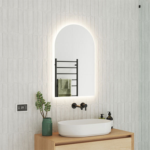 Thermogroup Ablaze Backlit Arch Shape Mirror with Cool Light 500x800x45mm 47Watts - Includes Mirror Demister - Online at The Blue Space