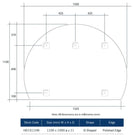 Technical Drawing: Thermogroup Hamilton Ablaze Mirror D-Shaped Polished Edge Mirror 1100x1500mm