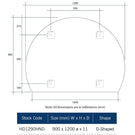 Technical Drawing: Thermogroup Hamilton Ablaze Mirror D-Shaped Polished Edge Mirror with Demister 1200mm