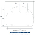 Technical Drawing: Thermogroup Hamilton Ablaze Mirror D-Shaped Polished Edge Mirror with Demister 1100x1500mm
