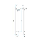 Thermogroup Straight Round Vertical Single Heated Towel Rail Technical Drawing - The Blue Space