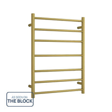 Thermogroup Thermorail 240V 7 Bar Round Heated Towel Ladder Brushed Gold 600mm - The Blue Space