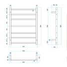 Thermogroup 7 Bar Heated Towel Rail Polished Rose Gold Technical Drawing - The Blue Space