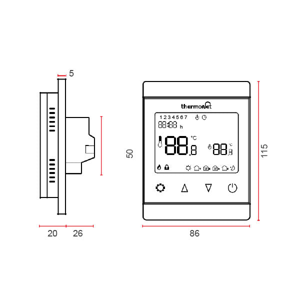 Thermogroup Thermotouch 7.6iG Glass Programmable Thermostat