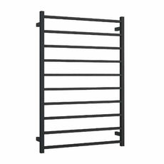 Thermogroup Wide 10 Bar Thermorail Matte Black Straight Square Heated Towel Ladder at The Blue Space