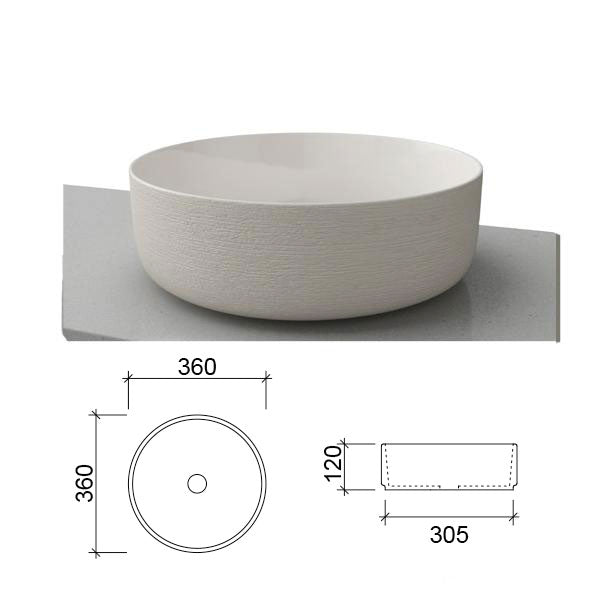 Timberline Allure Mint Above Counter Basin Technical Drawing - The Blue Space