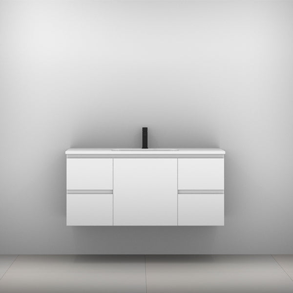 Timberline Carlo Vanity with Haven Dolomite Basin Top 1200mm Centre Bowl - The Blue Space