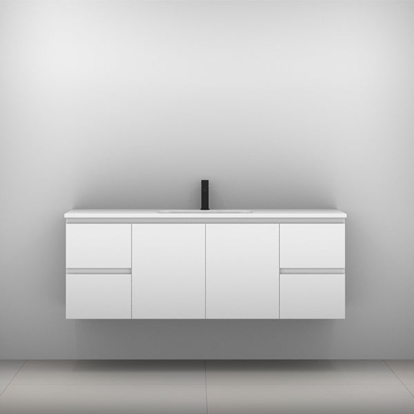 Timberline Carlo Vanity with Haven Dolomite Basin Top 1500mm Centre Bowl - The Blue Space