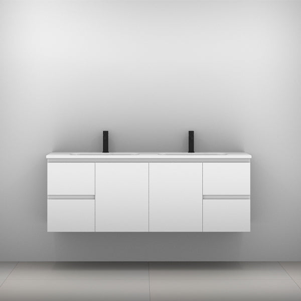 Timberline Carlo Vanity with Haven Dolomite Basin Top 1500mm Double Bowl - The Blue Space