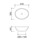 Timberline Elite Above Counter Basin Technical Drawing - The Blue Space