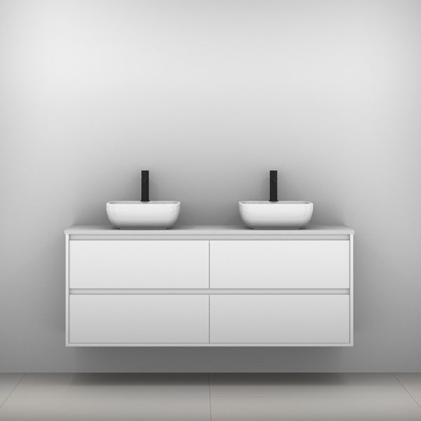 Timberline Grange Wall Hung Vanity with Silksurface Top & Basin 1500mm Double Bowl - The Blue Space