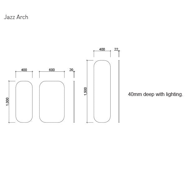 Timberline Jazz Arch Mirror Technical Drawing - The Blue Space