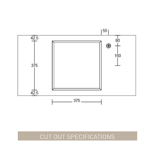 Timberline Modex Inset Basin Technical Drawing - The Blue Space
