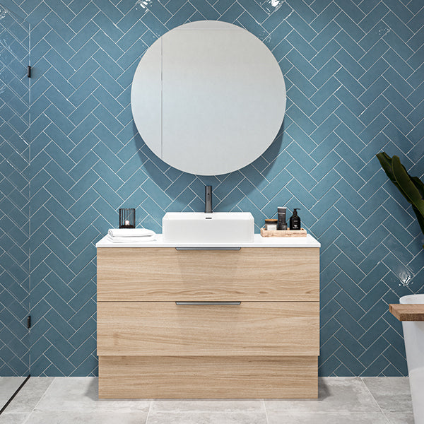 Timberline Oxbow Vanity w/ Kick, Stone Top & Above Counter Basin - The Blue Space