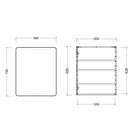 Timberline Sutherland House Shaving Cabinet 600mm Technical Drawing - The Blue Space