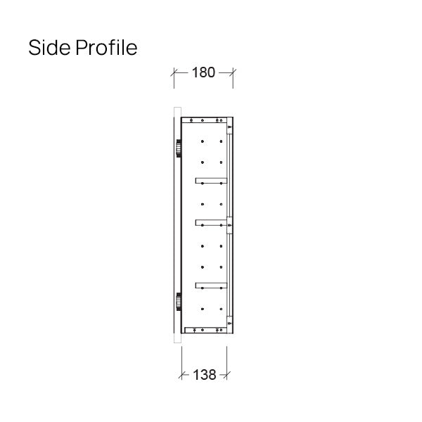 Timberline Sutherland House Shaving Cabinet Side Profile Technical Drawing - The Blue Space