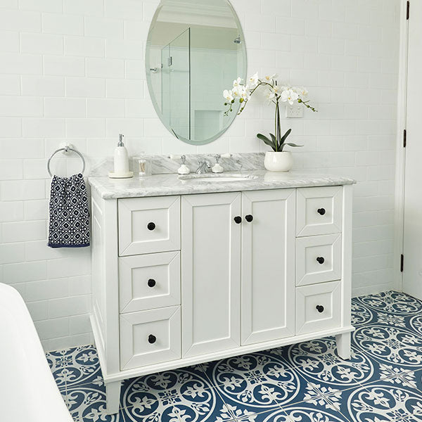 Turner Hastings Coventry 120 x 55 Single Bowl Vanity With White Marble Top - The Blue Space